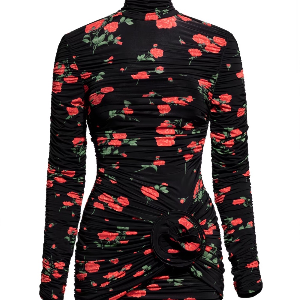 Magda Butrym x hm ROSE-APPLIQUÉD MOCK TURTLENECK DRESS